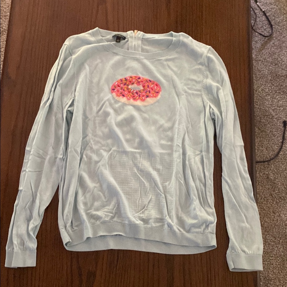 Talbots Light Blue Sweater with Pink Embellishment